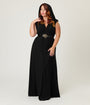Unique Vintage Plus Size Black Shimmer Snake Hooded Maxi Dress