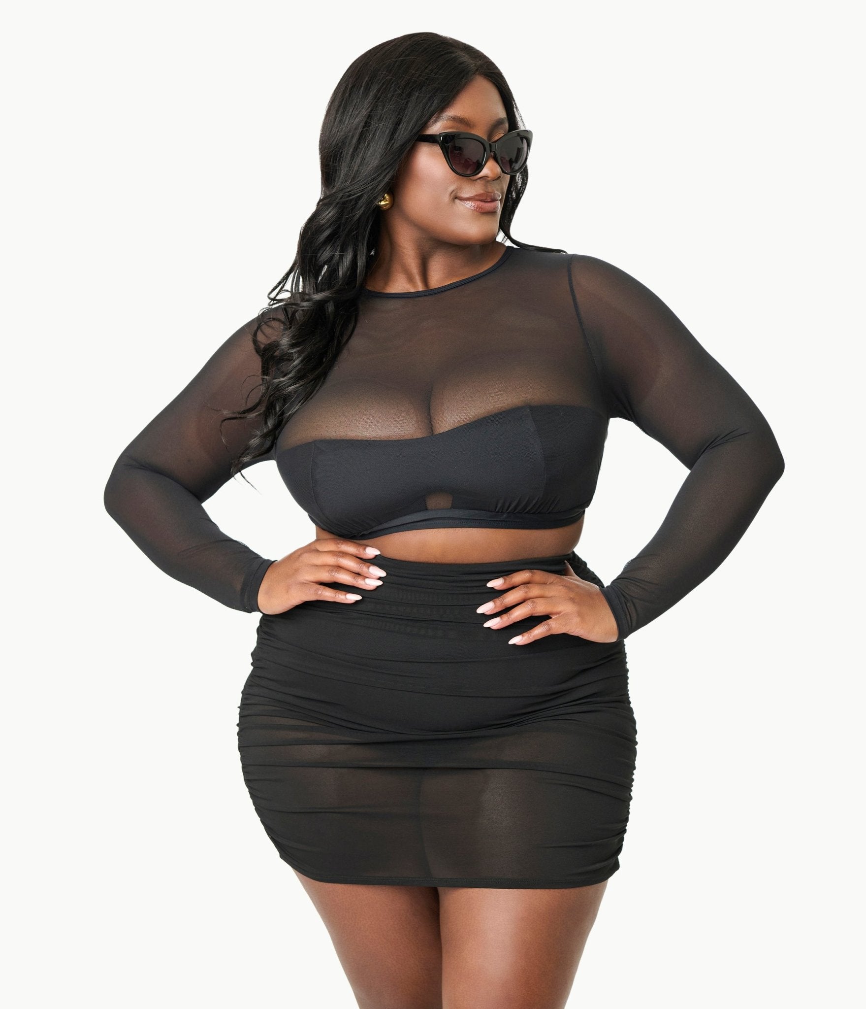 Unique Vintage Plus Size Black Shirred Skirt Swim Bottom - Unique Vintage - Womens, SWIM, BOTTOM