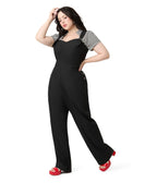 Unique Vintage Plus Size Black & Silver Sedgewick Jumpsuit - Unique Vintage - Womens, BOTTOMS, ROMPERS AND JUMPSUITS