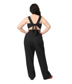 Unique Vintage Plus Size Black & Silver Sedgewick Jumpsuit - Unique Vintage - Womens, BOTTOMS, ROMPERS AND JUMPSUITS
