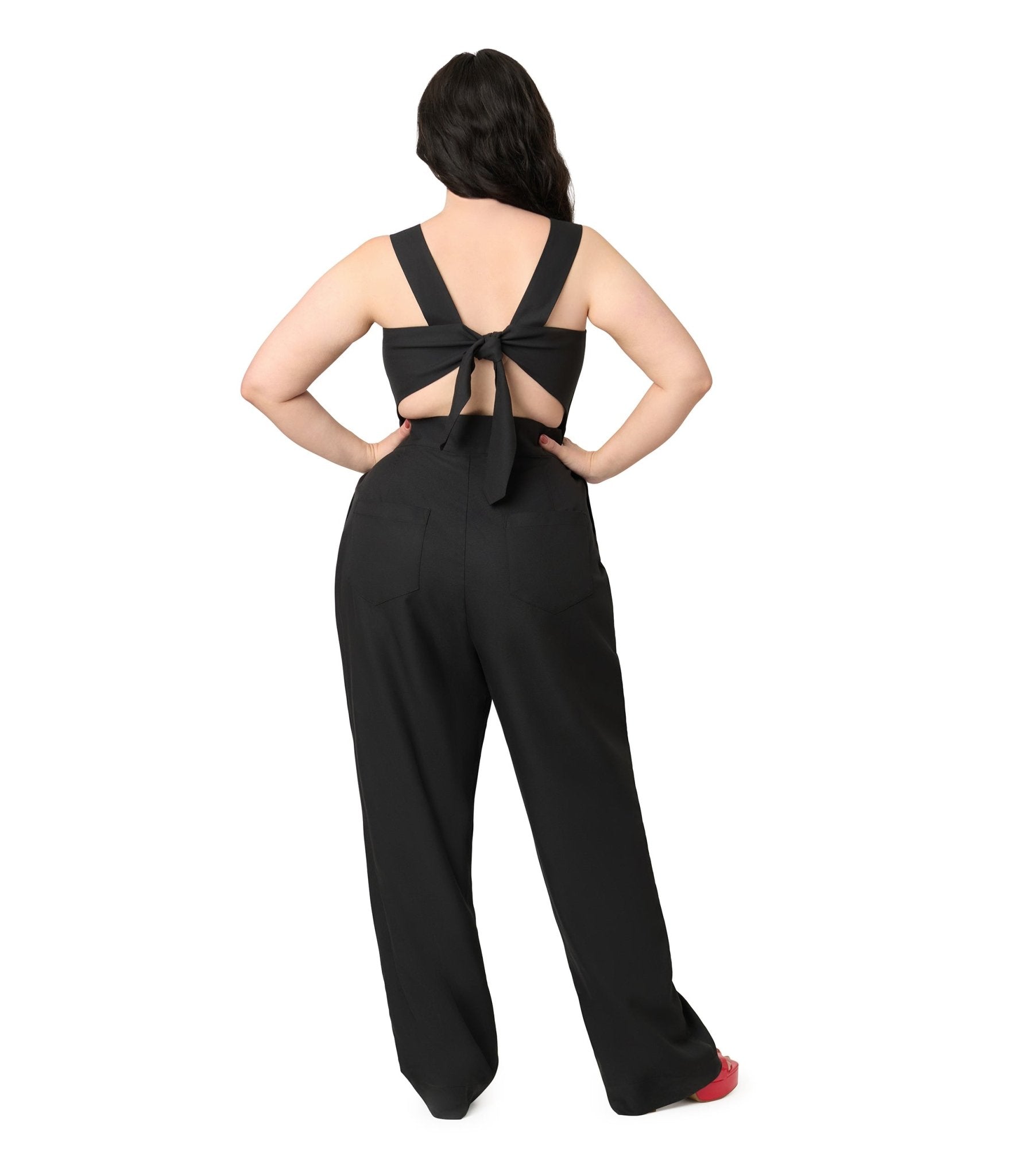 Unique Vintage Plus Size Black & Silver Sedgewick Jumpsuit - Unique Vintage - Womens, BOTTOMS, ROMPERS AND JUMPSUITS