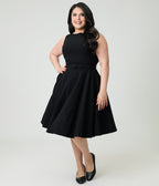 Unique Vintage Plus Size Black Sleeveless Devon Swing Dress - Unique Vintage - Womens, DRESSES, SWING