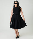 Unique Vintage Plus Size Black Sleeveless Devon Swing Dress - Unique Vintage - Womens, DRESSES, SWING