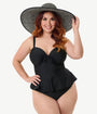 Unique Vintage Plus Size Black Solana Tankini Swim Top
