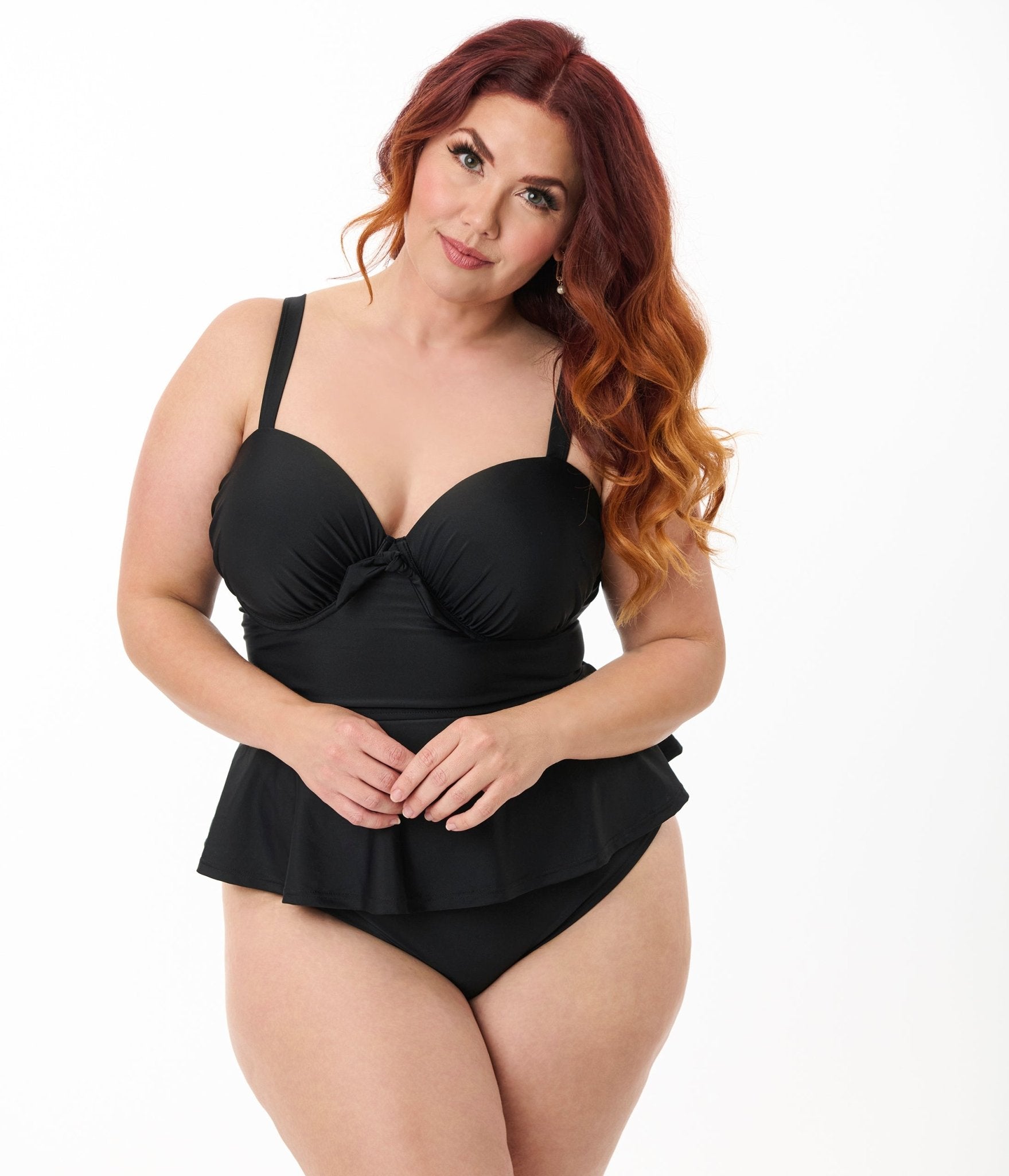 Unique Vintage Plus Size Black Solana Tankini Swim Top - Unique Vintage - Womens, SWIM, TOP