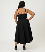 Unique Vintage Plus Size Black Spaghetti Strap Midi Dress - Unique Vintage - Womens, DRESSES, SWING