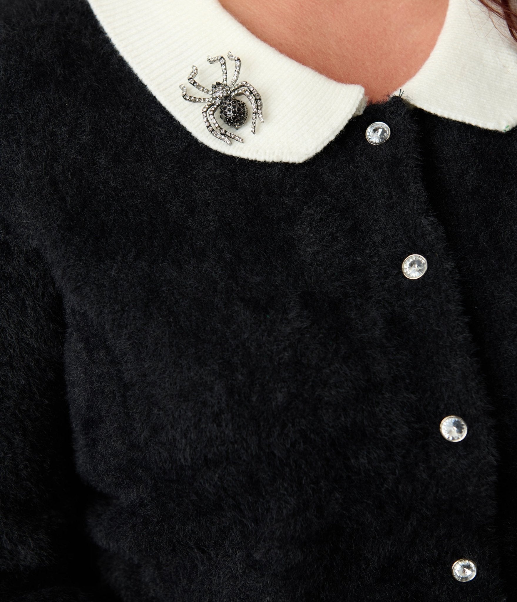 Unique Vintage Plus Size Black Spider Pin Cardigan - Unique Vintage - Womens, TOPS, SWEATERS