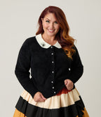 Unique Vintage Plus Size Black Spider Pin Cardigan - Unique Vintage - Womens, TOPS, SWEATERS