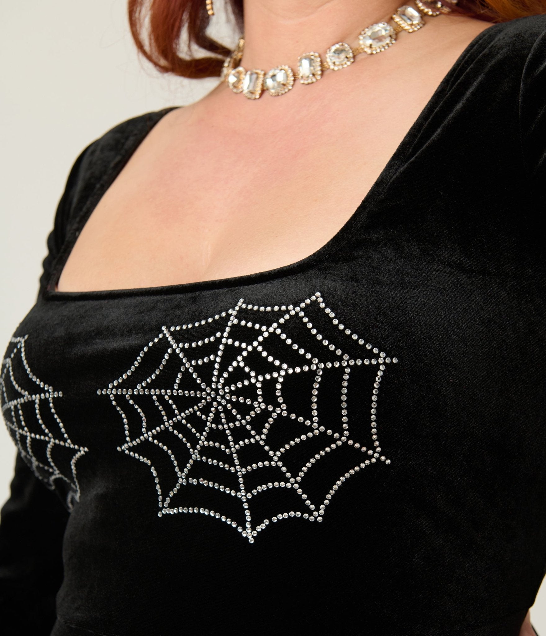Unique Vintage Plus Size Black Spiderweb Square Neck Swing Dress - Unique Vintage - Womens, DRESSES, SWING