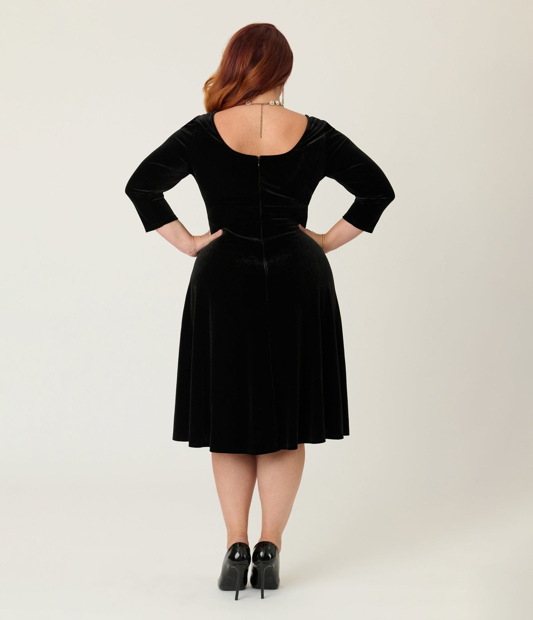 Unique Vintage Plus Size Black Spiderweb Square Neck Swing Dress Unique Vintage Plus Size Black Spiderweb Square Neck Swing Dress