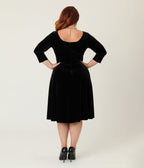 Unique Vintage Plus Size Black Spiderweb Square Neck Swing Dress - Unique Vintage - Womens, DRESSES, SWING