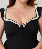Unique Vintage Plus Size Black Sweetheart Flutter Sleeve Swing Dress - Unique Vintage - Womens, DRESSES, SWING