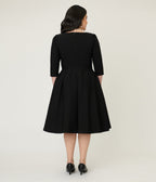 Unique Vintage Plus Size Black Sweetheart Swing Dress - Unique Vintage - Womens, DRESSES, SWING