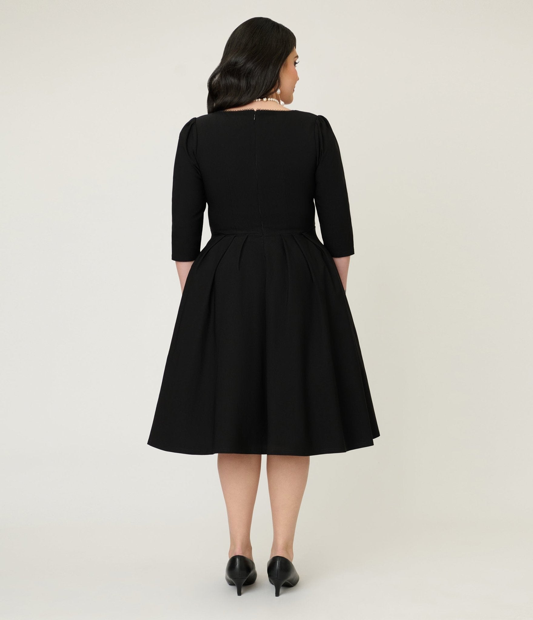 Unique Vintage Plus Size Black Sweetheart Swing Dress - Unique Vintage - Womens, DRESSES, SWING