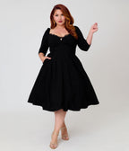 Unique Vintage Plus Size Black Trim Lamar Swing Dress - Unique Vintage - Womens, DRESSES, SWING