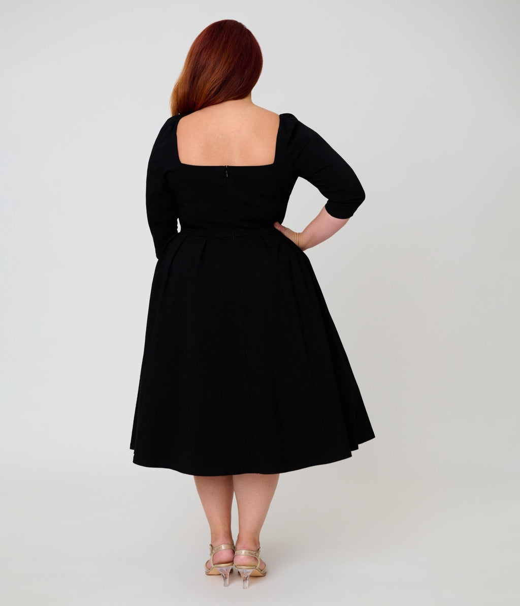 Unique Vintage Plus Size Black Trim Lamar Swing Dress - Unique Vintage - Womens, DRESSES, SWING