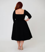 Unique Vintage Plus Size Black Trim Lamar Swing Dress - Unique Vintage - Womens, DRESSES, SWING