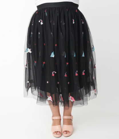 Unique Vintage Plus Size Black Tulle & Rainbow Unicorn Hilty Skirt - Unique Vintage - Womens, BOTTOMS, SKIRTS