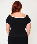 Unique Vintage Plus Size Black Velvet Bernadette Top - Unique Vintage - Womens, TOPS, KNIT TOPS