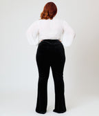 Unique Vintage Plus Size Black Velvet Gold Snake Embroidered Flare Pants - Unique Vintage -