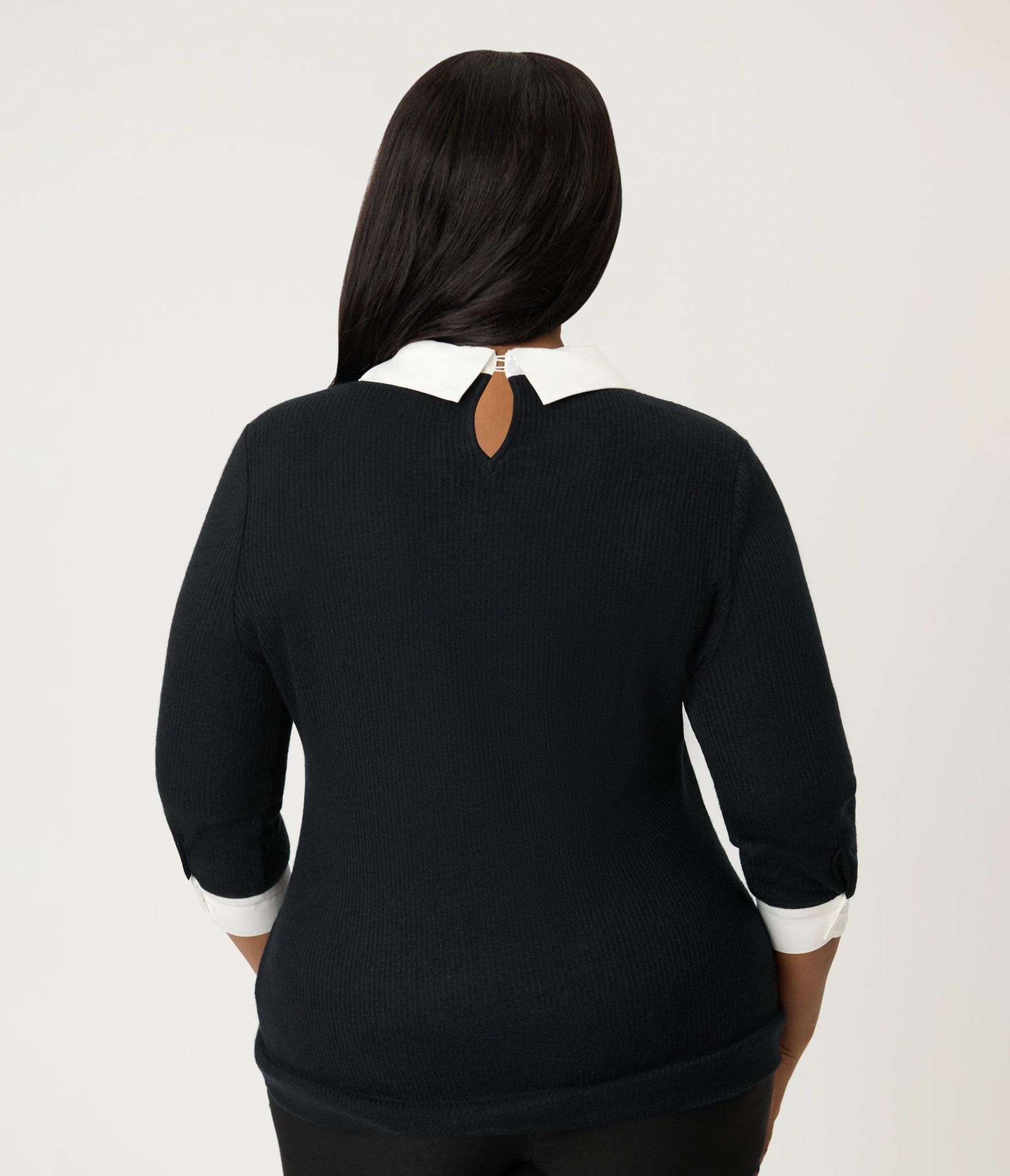 Unique Vintage Plus Size Black & White Gingerbread Man Collar Sabrina