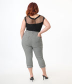 Unique Vintage Plus Size Black & White Gingham Capris - Unique Vintage - Womens, BOTTOMS, CAPRI