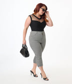 Unique Vintage Plus Size Black & White Gingham Capris - Unique Vintage - Womens, BOTTOMS, CAPRI