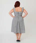 Unique Vintage Plus Size Black & White Gingham Sweetheart Flutter Sleeve Swing Dress - Unique Vintage - Womens, DRESSES, SWING