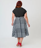Unique Vintage Plus Size Black & White Houndstooth Vivian Swing Skirt - Unique Vintage - Womens, BOTTOMS, SKIRTS