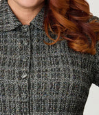 Unique Vintage Plus Size Black & White Plaid Boucle Peplum Jacket - Unique Vintage - Womens, TOPS, OUTERWEAR