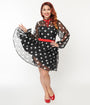 Unique Vintage Plus Size Black & White Polka Dot Flocked Tulle Dress