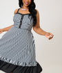 Unique Vintage Plus Size Black & White Stripe Sweetheart Betty Swing Dress