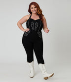 Unique Vintage Plus Size Black & White Western Maines Jumpsuit - Unique Vintage - Womens, BOTTOMS, ROMPERS AND JUMPSUITS