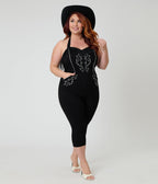 Unique Vintage Plus Size Black & White Western Maines Jumpsuit - Unique Vintage - Womens, BOTTOMS, ROMPERS AND JUMPSUITS