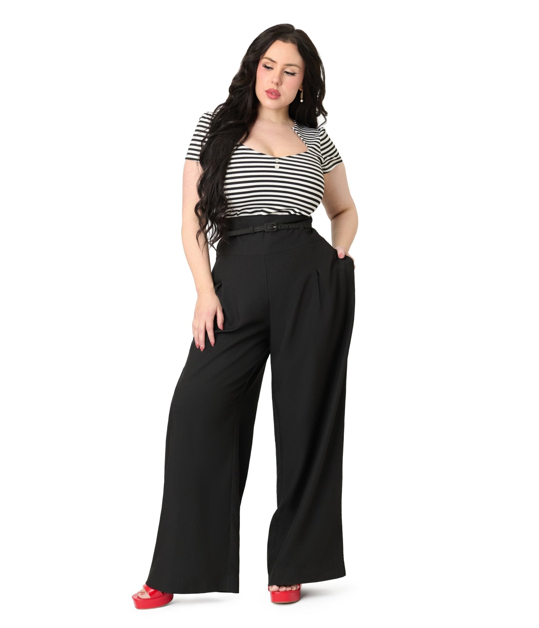 Pleated Pants Plus Size Roz Ali™ Pleated Wide Leg Trouser Pants