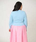 Unique Vintage Plus Size Blue Bunny Cropped Cardigan - Unique Vintage - Womens, TOPS, SWEATERS