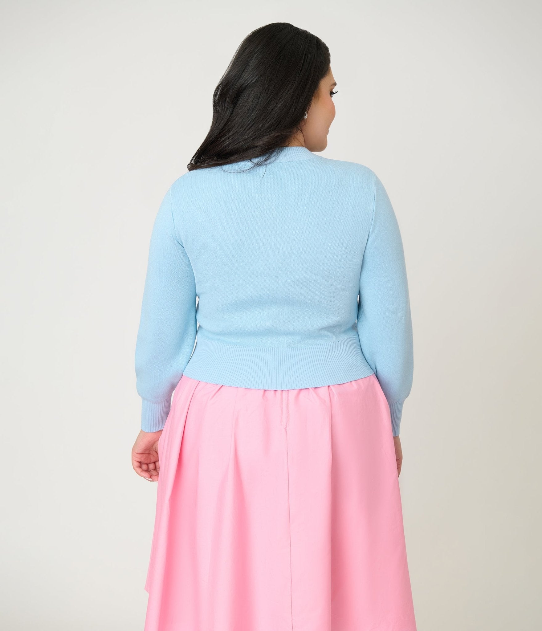 Unique Vintage Plus Size Blue Bunny Cropped Cardigan - Unique Vintage - Womens, TOPS, SWEATERS