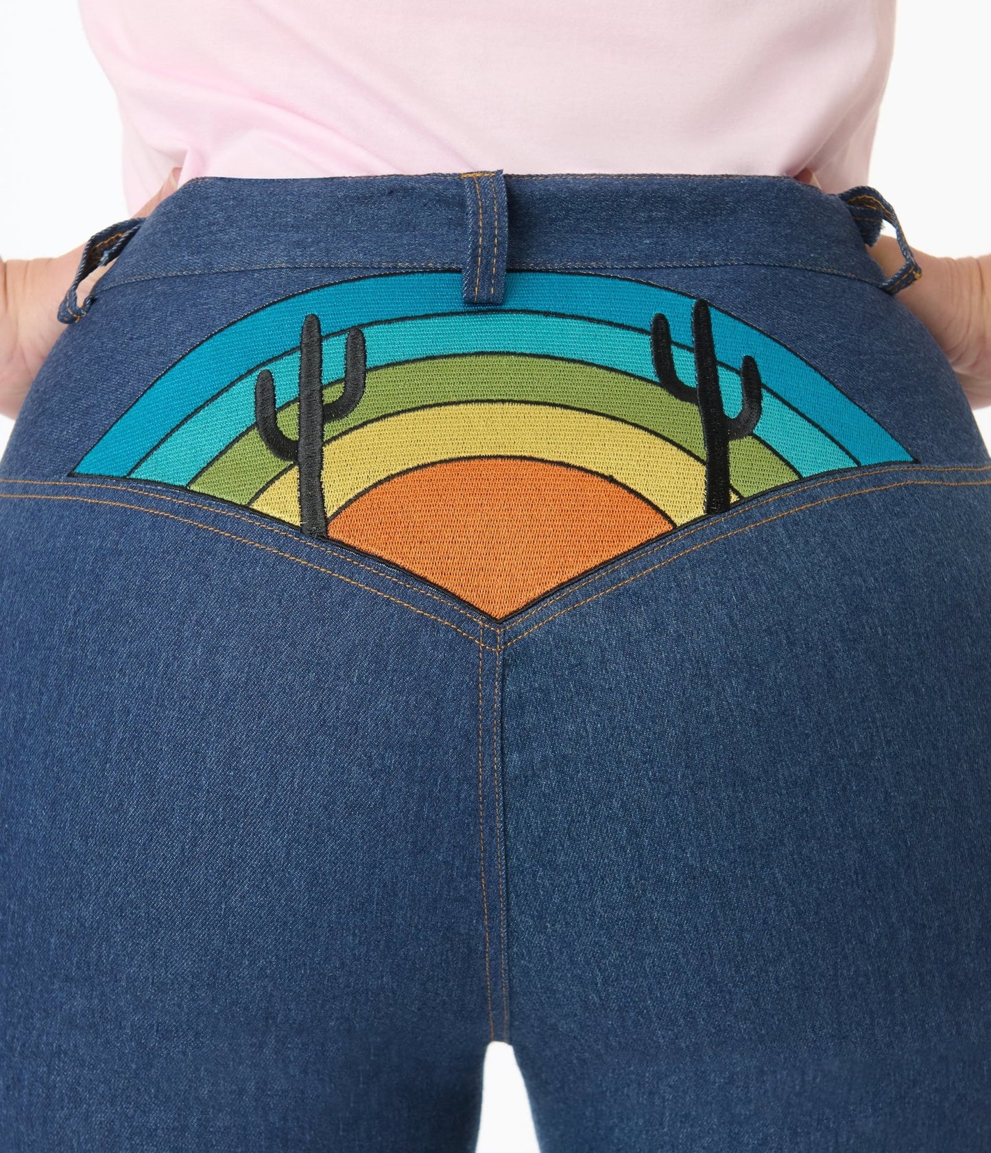 Unique Vintage Plus Size Blue Denim Western Embroidered Jeans - Unique Vintage - Womens, BOTTOMS, JEANS