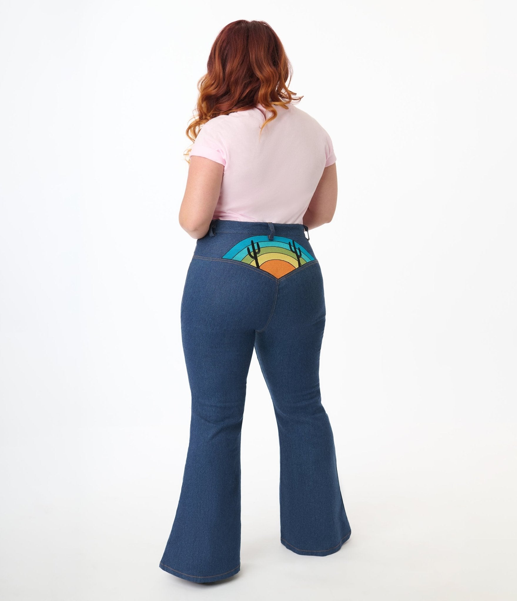 Unique Vintage Plus Size Blue Denim Western Embroidered Jeans - Unique Vintage - Womens, BOTTOMS, JEANS