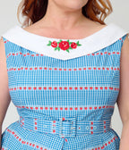 Unique Vintage Plus Size Blue Gingham & Strawberries Swing Dress - Unique Vintage - Womens, DRESSES, SWING