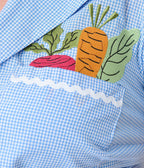 Unique Vintage Plus Size Blue Gingham & Veggie Embroidery Shirley Crop Top - Unique Vintage - Womens, TOPS, WOVEN TOPS