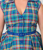 Unique Vintage Plus Size Blue Madras Plaid Shirt Swing Dress - Unique Vintage - Womens, DRESSES, SWING