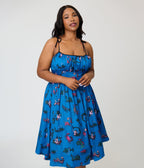 Unique Vintage Plus Size Blue Sea Creatures Sleeveless Swing Dress - Unique Vintage - Womens, DRESSES, SWING