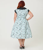 Unique Vintage Plus Size Blue Stripe & Paris Cafe Print Swing Dress - Unique Vintage - Womens, DRESSES, SWING