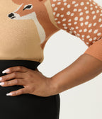 Unique Vintage Plus Size Brown & Deer Sleeve Minou Sweater - Unique Vintage - Womens, TOPS, SWEATERS