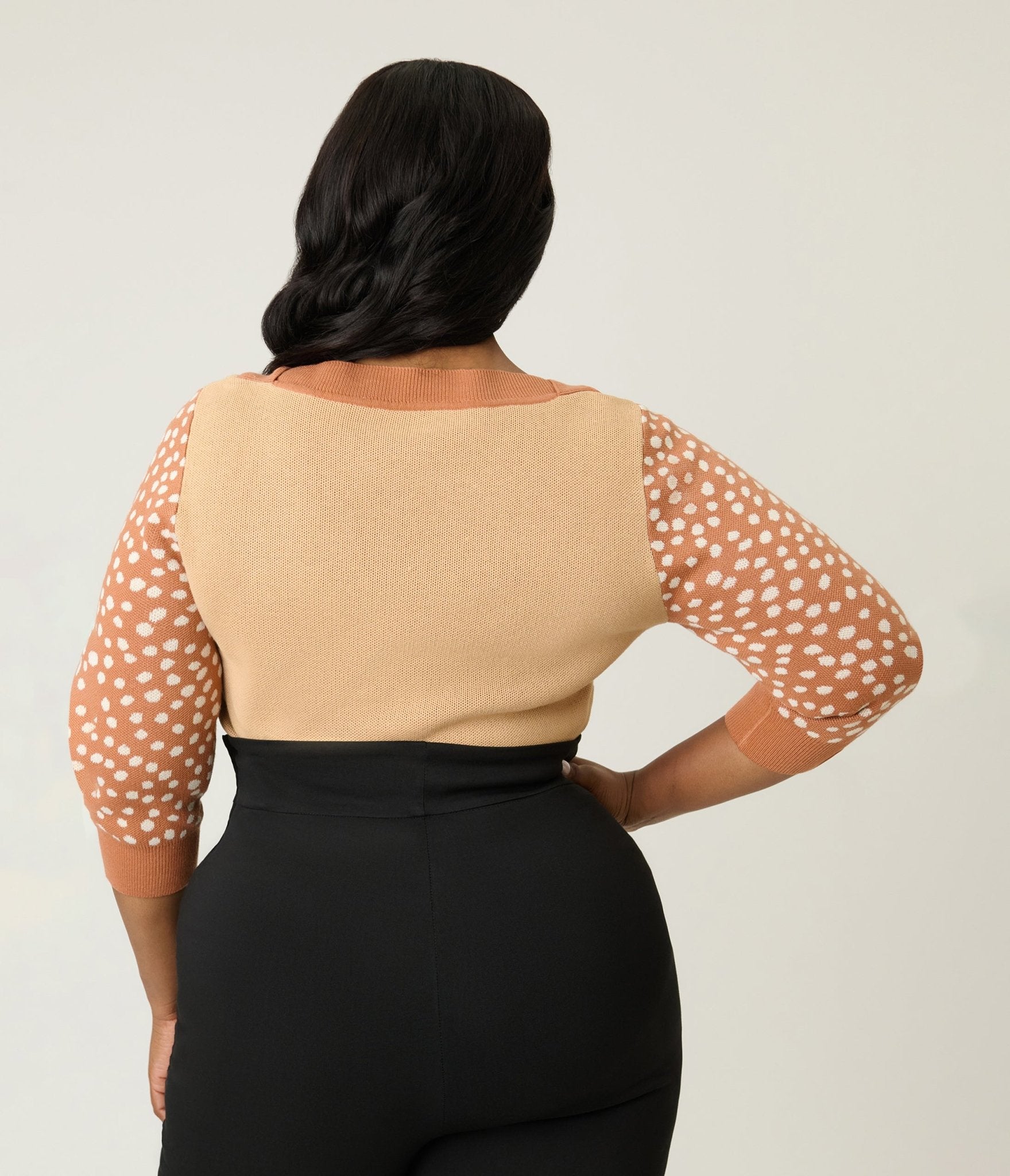 Unique Vintage Plus Size Brown & Deer Sleeve Minou Sweater - Unique Vintage - Womens, TOPS, SWEATERS