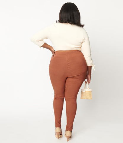 Unique Vintage Plus Size Brown Rizzo Pants - Unique Vintage - Womens, BOTTOMS, PANTS