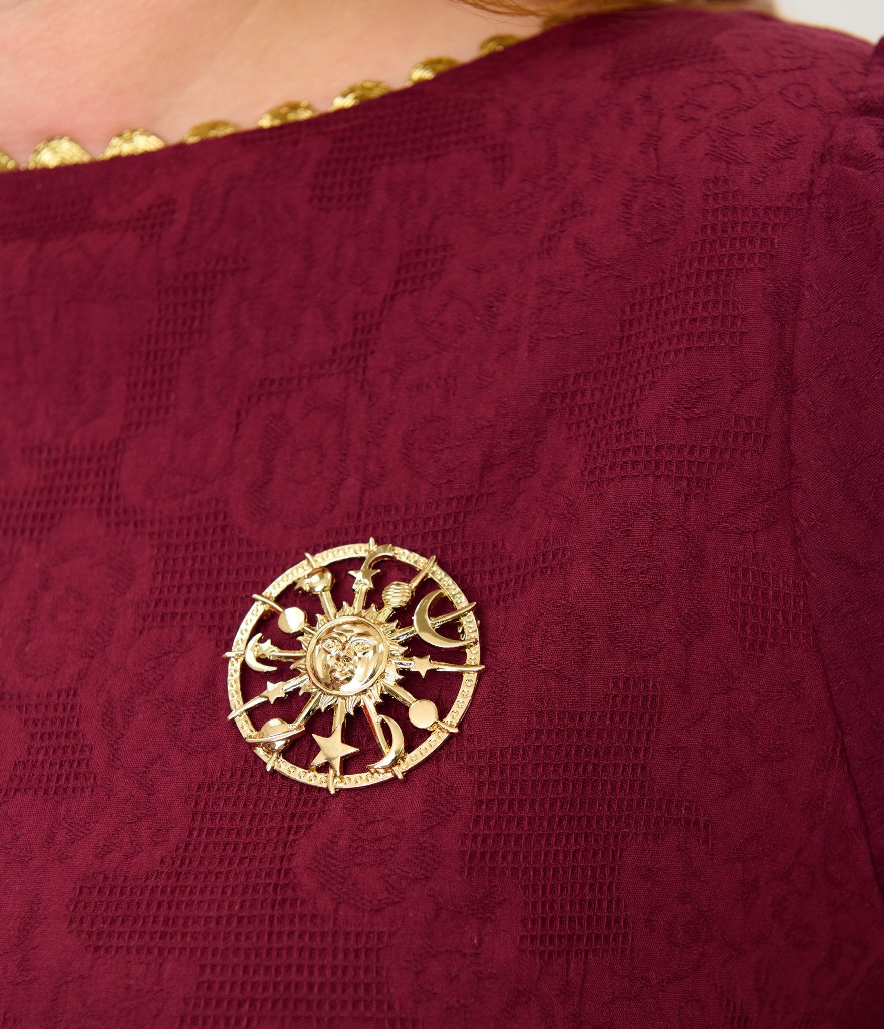 Unique Vintage Plus Size Burgundy Celestial Pin Swing Dress - Unique Vintage - Womens, DRESSES, SWING