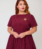 Unique Vintage Plus Size Burgundy Celestial Pin Swing Dress - Unique Vintage - Womens, DRESSES, SWING