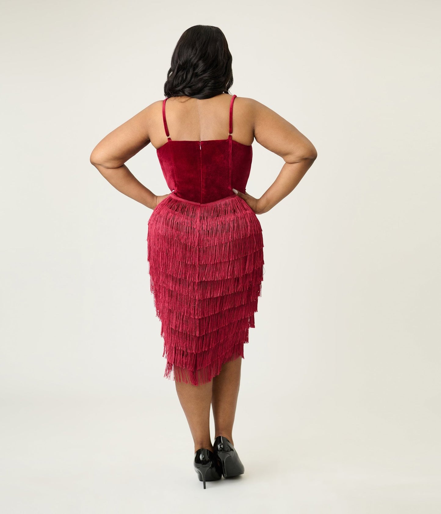 Unique Vintage Plus Size Burgundy Chevron Fringe Pencil Dress - Unique Vintage - Womens, DRESSES, WIGGLE